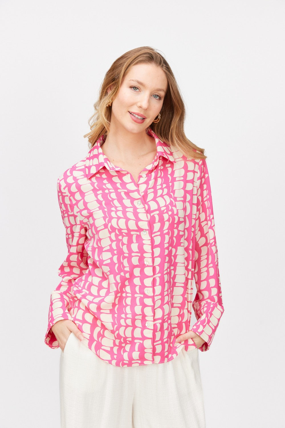 Geometric Print Button Up Shirt