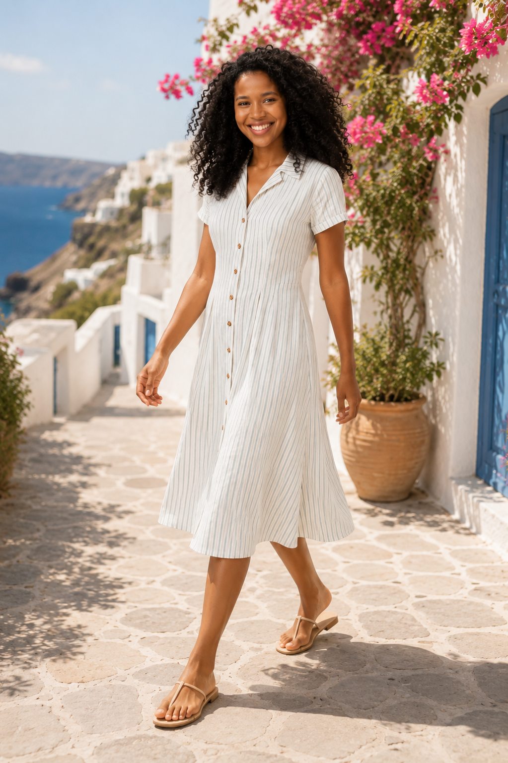 Short_Sleeve_Striped_Button_Down_Dress_THML_THS1950_2_XS_1