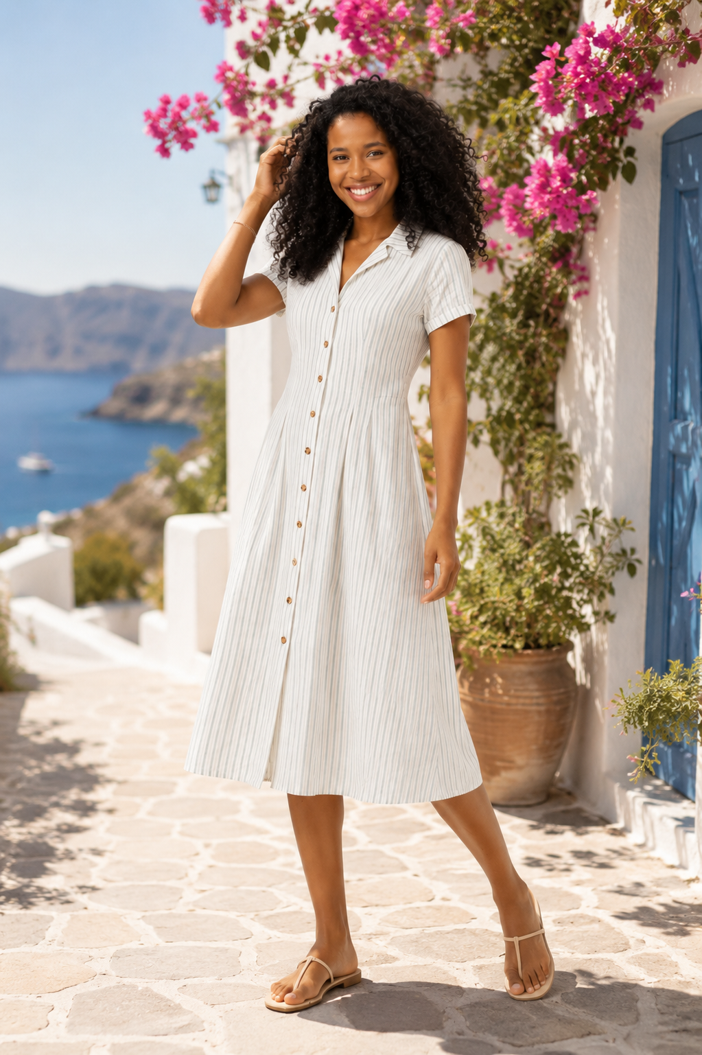 Short_Sleeve_Striped_Button_Down_Dress_THML_THS1950_2_XS_3