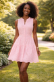 Sleeveless Eyelet Lace Button Front Dress