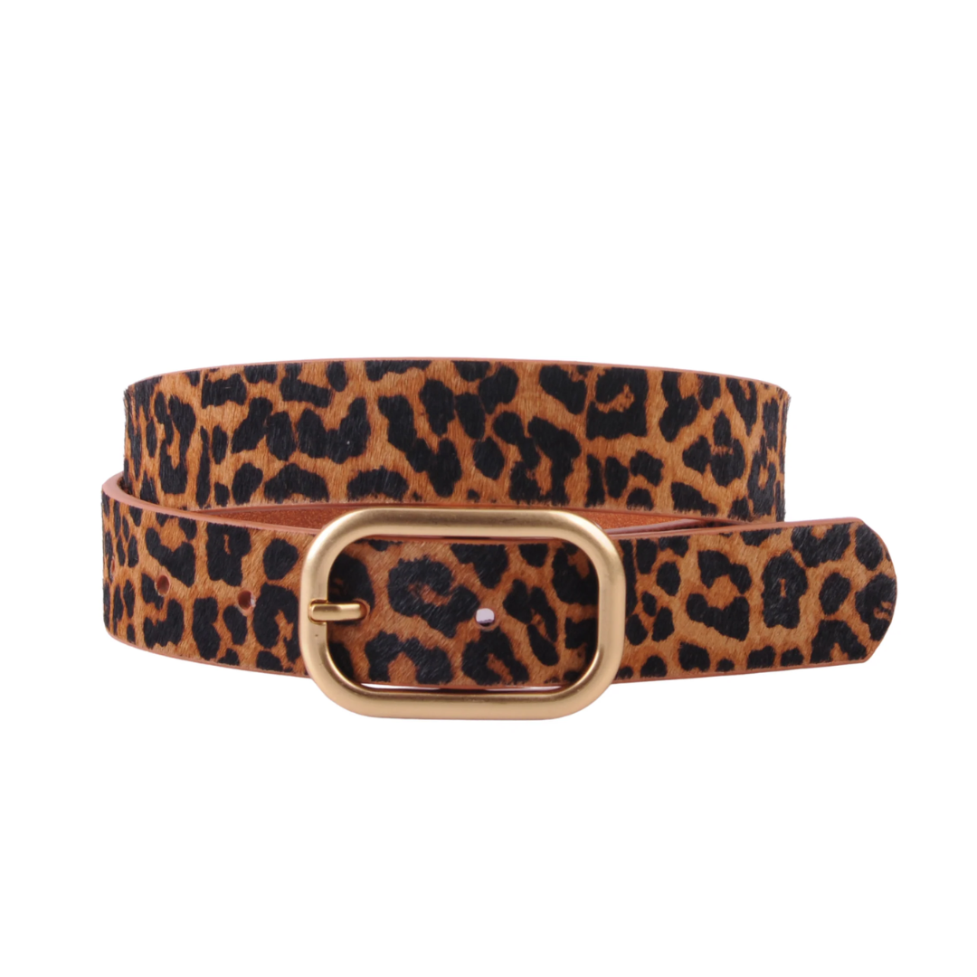 Animal Print Belt with Rectangular Buckle