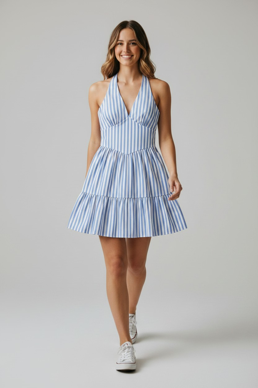 Striped_Fitted_Bodice_Deep_V_Neck_Halter_Dress_TCEC_CD06480_Blue_S_4