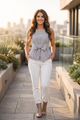 Tie Waist Striped Sleeveless Top