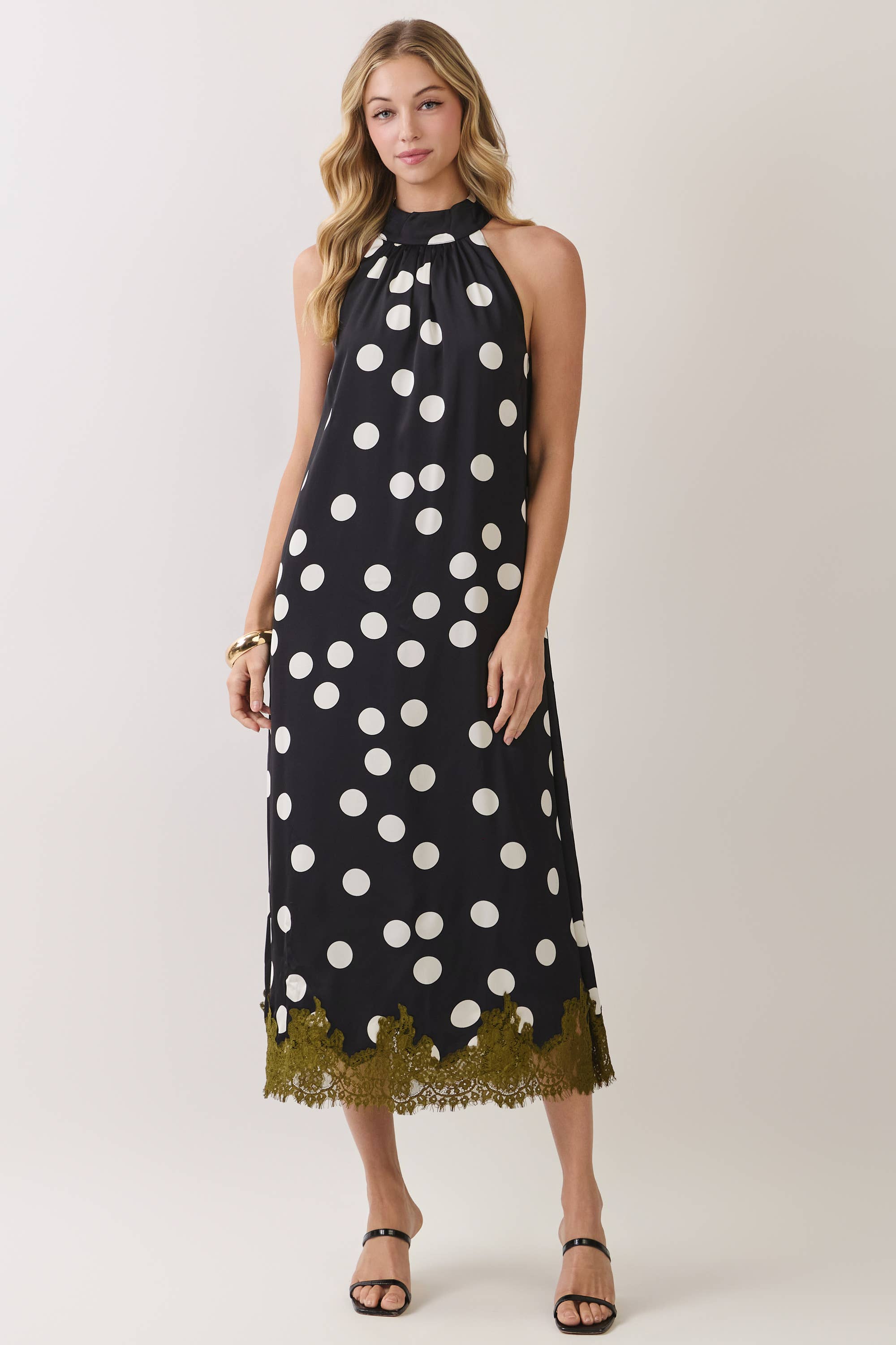 Lace Trim Halter Maxi Dress