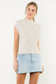Sleeveless Mock Neck Knit Top