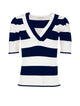 Yona Striped V-Neck Short Sleeve Sweater
