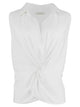 Sara Sleeveless Twist Front Shirt Collar Top