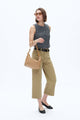 Mid Rise Wide Leg Twill Pants