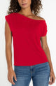 Short Sleeve Asymmetric Off Shoulder Top